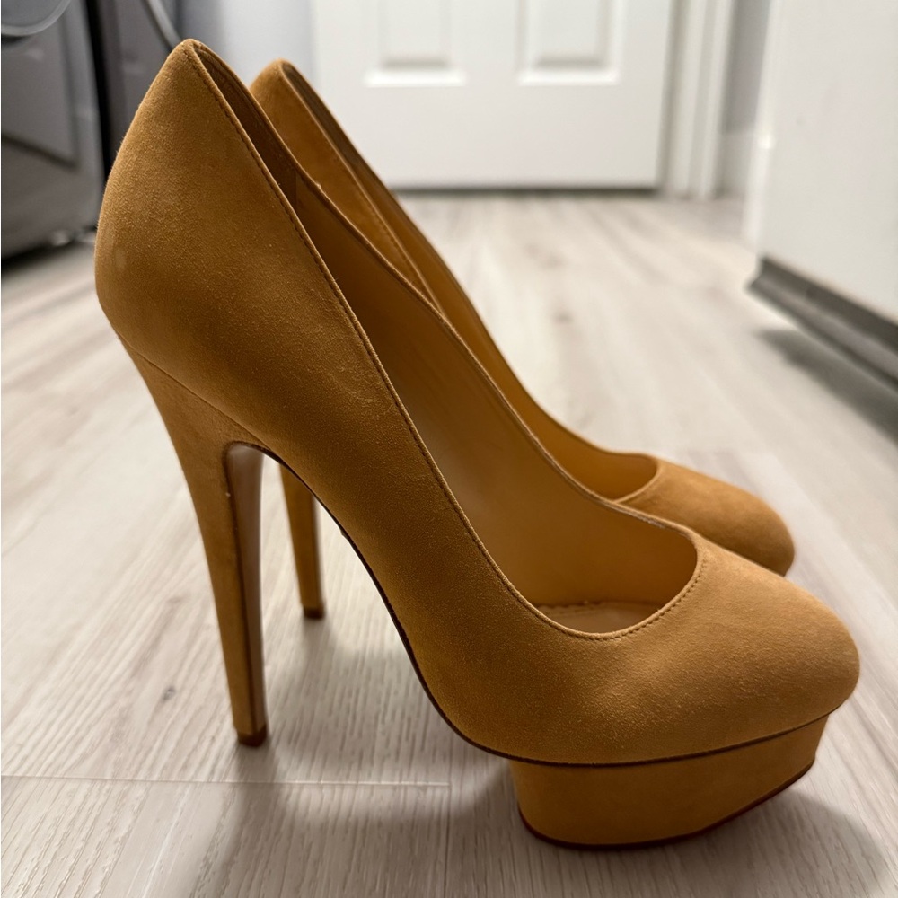 Charlotte Olympia Beige Suede Platform Pumps Size 37
